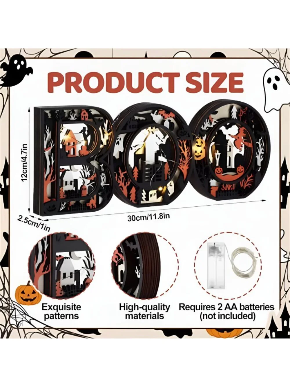 Halloween Decor Indoor Boo Sign Marquee Light up Letters Table Decor